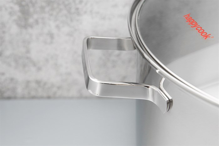 Nồi inox 3 đáy nắp kính 32 cm Happycook NC-32G Màu Inox