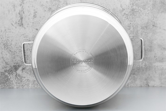Nồi inox 3 đáy nắp kính 32 cm Happycook NC-32G Màu Inox