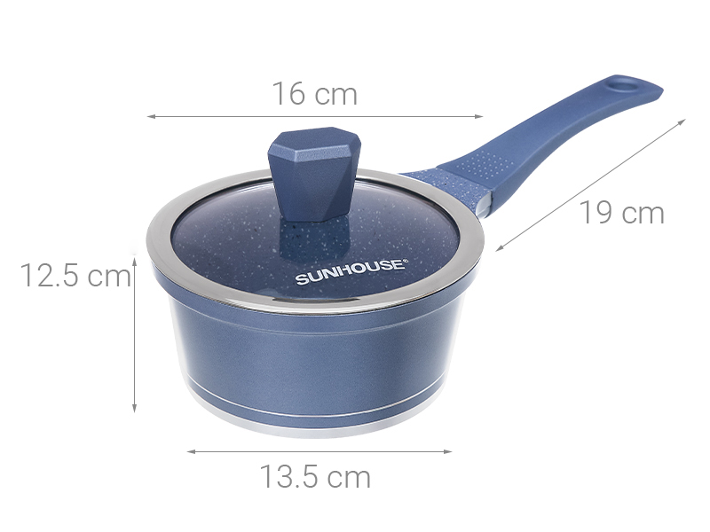 Quánh nhôm chống dính nắp kính 16 cm Sunhouse SHG3116MMA