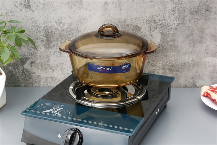 Nồi thủy tinh nắp thủy tinh 21 cm Luminarc Amberline Granite 2 lít Màu Nâu