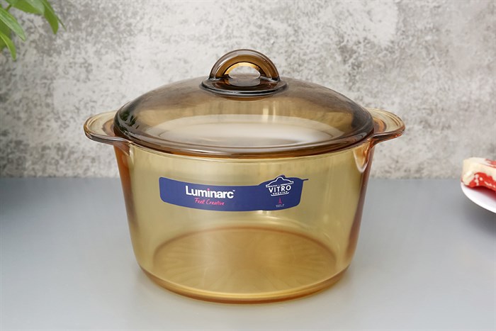 Nồi thủy tinh nắp thủy tinh 21 cm Luminarc Amberline Granite 3 lít Màu Nâu