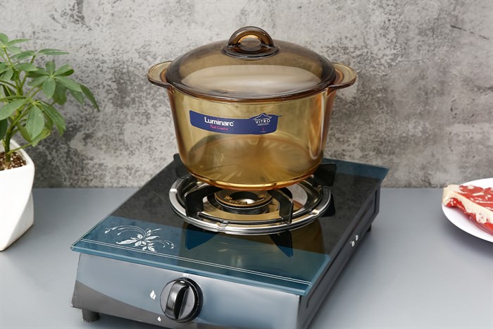 Nồi thủy tinh nắp thủy tinh 21 cm Luminarc Amberline Granite 3 lít Màu Nâu