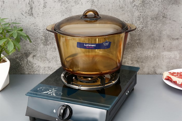 Nồi thủy tinh nắp thủy tinh 25 cm Luminarc Amberline Granite 5 lít Màu Nâu