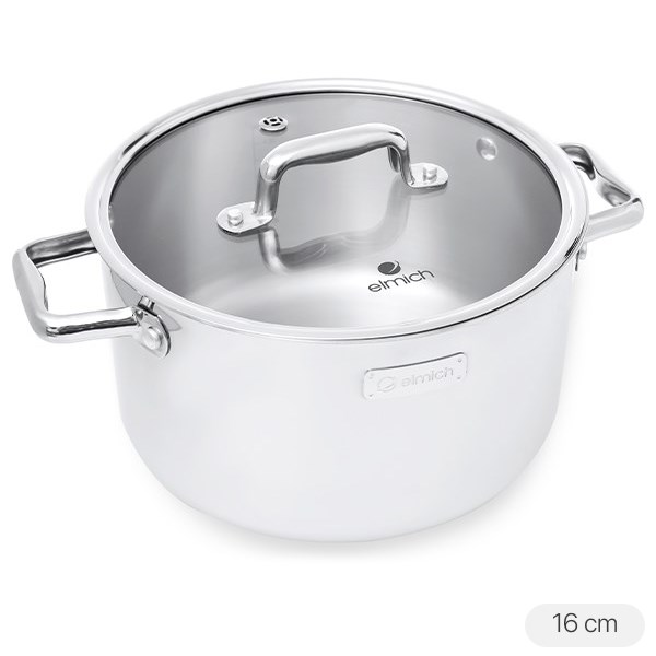 Nồi Inox 3 Đáy Nắp Kính 16 Cm Elmich Trimax Eco El - 3991