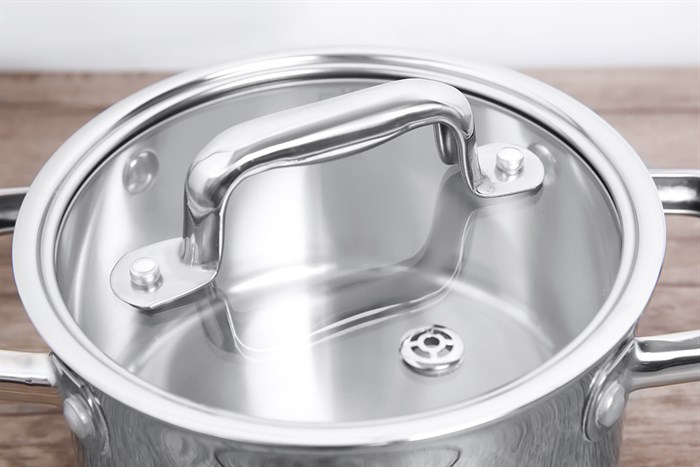 Nồi inox 3 đáy nắp kính 16 cm Elmich Trimax Eco EL-3991 Màu Inox