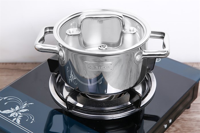 Nồi inox 3 đáy nắp kính 16 cm Elmich Trimax Eco EL-3991 Màu Inox