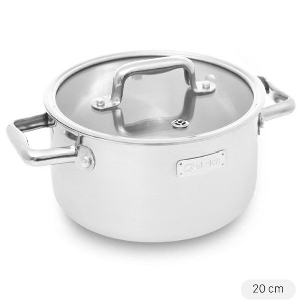 Nồi Inox 3 Đáy Nắp Kính 20 Cm Elmich Trimax Eco El - 3993