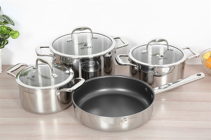 Bộ 3 nồi 1 chảo inox 3 đáy Elmich Trimax XS EL-3744