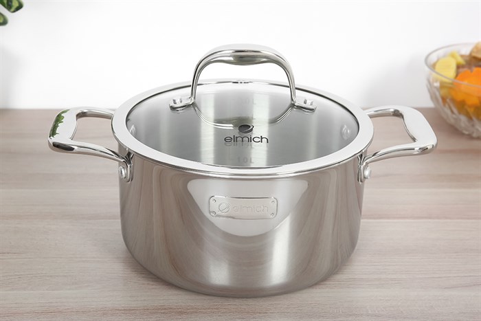 Bộ 3 nồi 1 chảo inox 3 đáy Elmich Trimax XS EL-3744 Màu Inox
