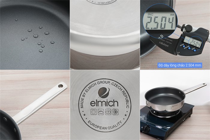 Bộ 3 nồi 1 chảo inox 3 đáy Elmich Trimax XS EL-3744 Màu Inox