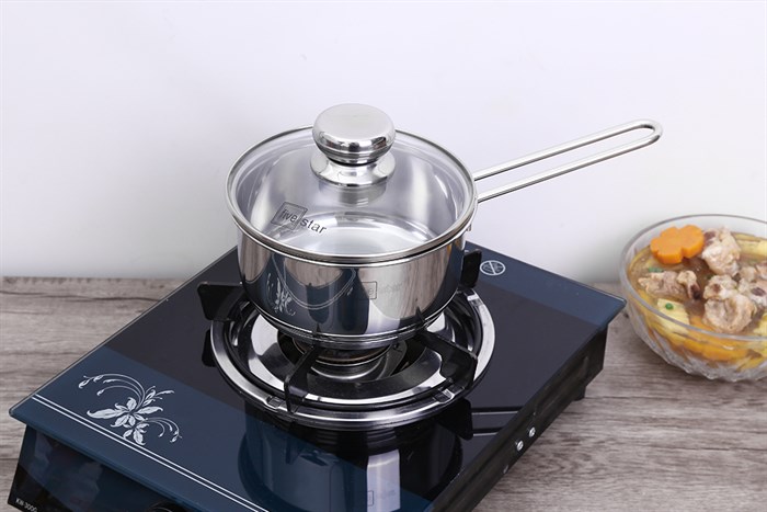 Quánh inox 3 đáy nắp kính 16 cm Fivestar Q16-5DG Màu Inox