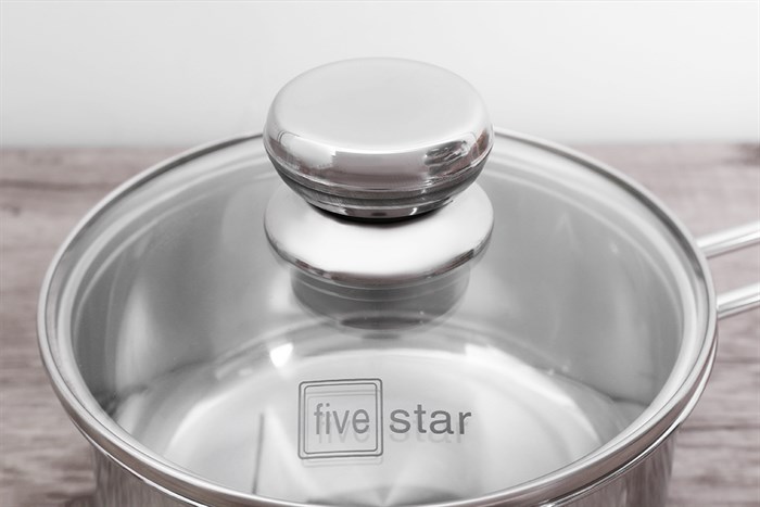Quánh inox 3 đáy nắp kính 16 cm Fivestar Q16-5DG Màu Inox