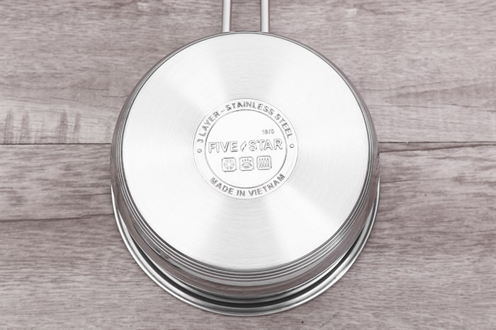 Quánh inox 3 đáy nắp kính 16 cm Fivestar Q16-5DG Màu Inox