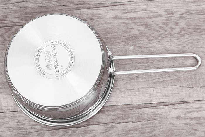 Quánh inox 3 đáy nắp kính 16 cm Fivestar Q16-5DG Màu Inox
