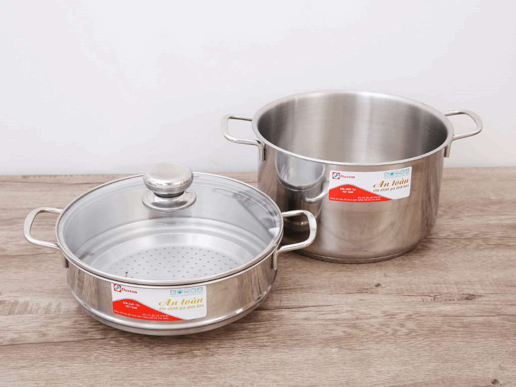 Bộ nồi xửng inox 430 3 đáy Duxton DG-NX24-3DK 24cm 1