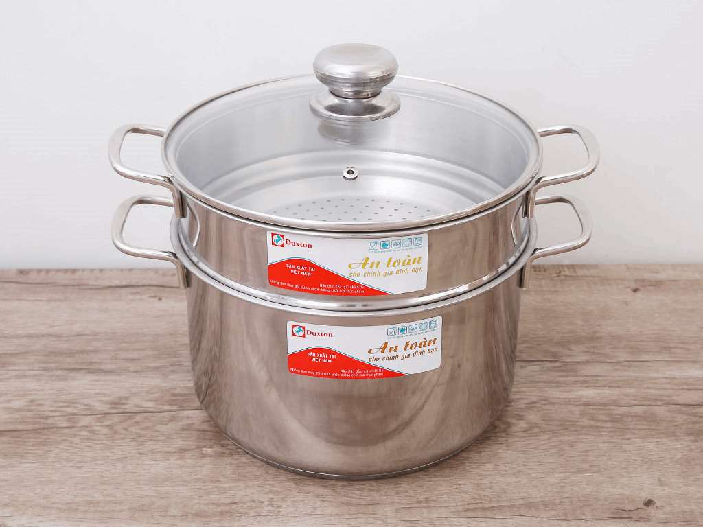 Bộ nồi xửng inox 430 3 đáy Duxton DG-NX24-3DK 24cm 6