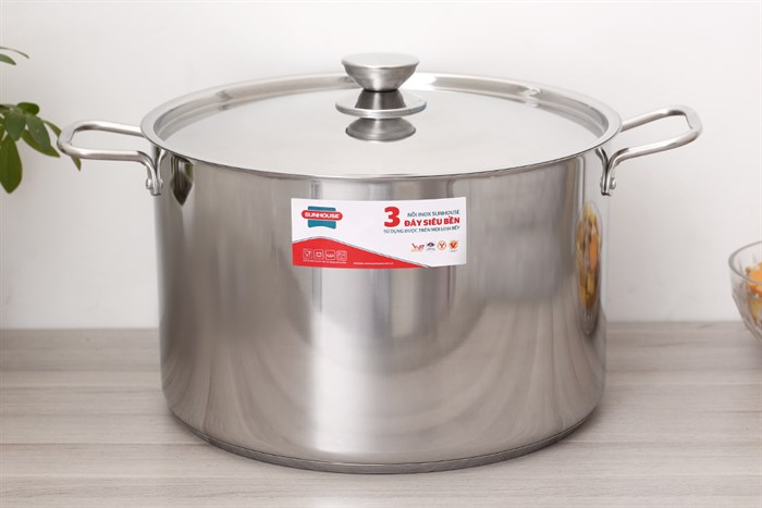 Nồi inox 3 đáy nắp inox 32 cm Sunhouse SHG300-32 Màu Bạc Inox
