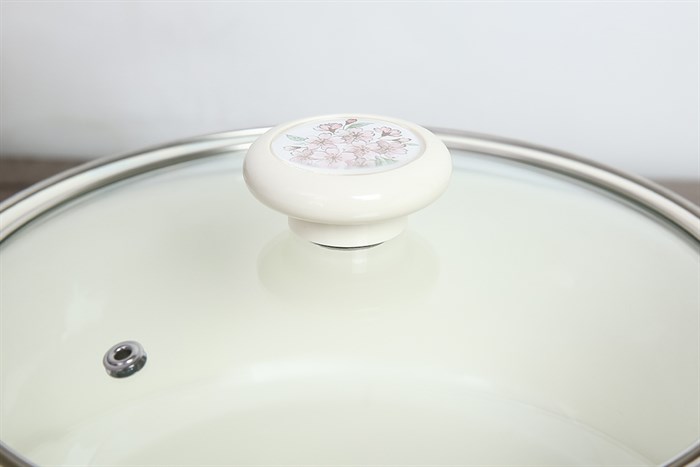 Nồi thép Nippon tráng men nắp kính 22 cm Fujihoro SKW-22G Màu Trắng