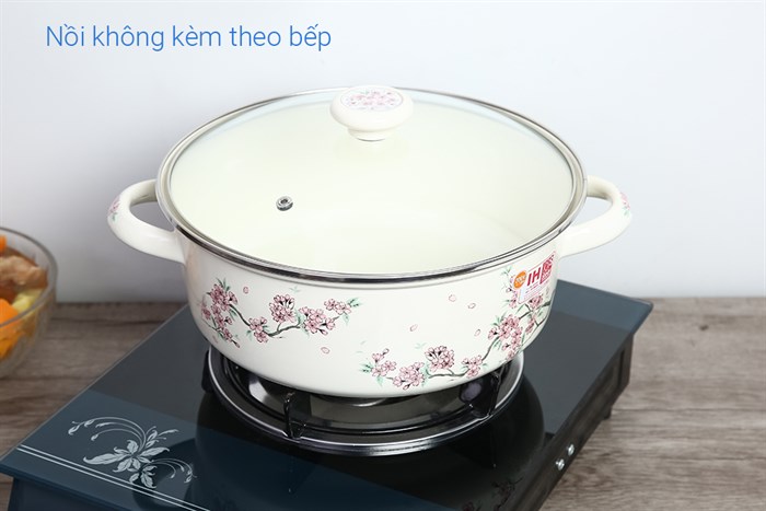 Nồi thép Nippon tráng men nắp kính 26 cm Fujihoro SKW-32G Màu Trắng