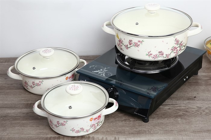 Bộ 3 nồi thép Nippon tráng men Fujihoro SKW-332G Màu Trắng