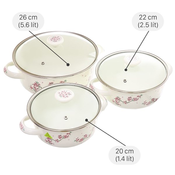 Bộ 3 nồi thép Nippon tráng men Fujihoro SKW-332G