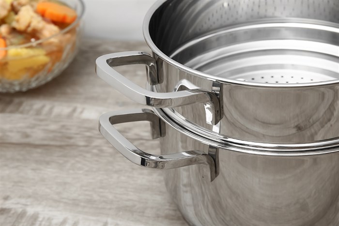 Bộ nồi xửng inox 3 đáy nắp inox 20 cm Fivestar ST20-3D304 Màu Bạc Inox