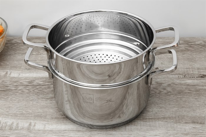 Bộ nồi xửng inox 3 đáy nắp inox 20 cm Fivestar ST20-3D304 Màu Bạc Inox