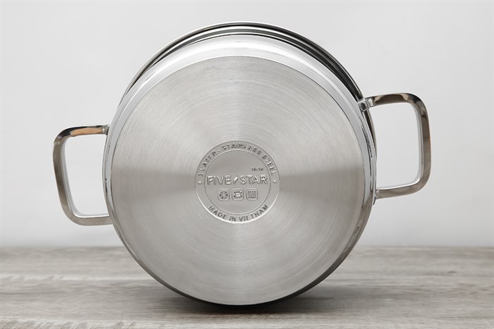 Bộ nồi xửng inox 3 đáy nắp inox 20 cm Fivestar ST20-3D304 Màu Bạc Inox