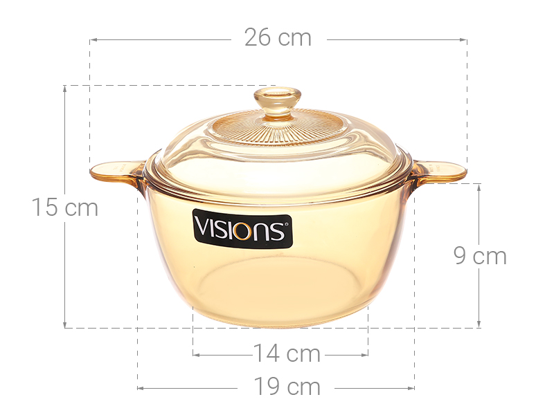 Nồi thủy tinh nắp thủy tinh 19 cm Visions VS-1.5/CL1 1.5 lít