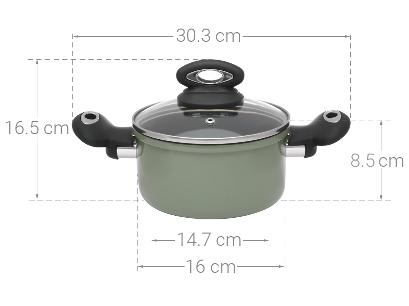 Nồi nhôm nắp kính 16 cm Happycook HCA-CG16