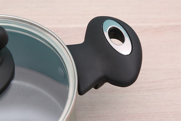 Nồi nhôm nắp kính 16 cm Happycook HCA-CG16 Màu Xanh mint