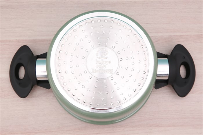 Nồi nhôm nắp kính 16 cm Happycook HCA-CG16 Màu Xanh mint