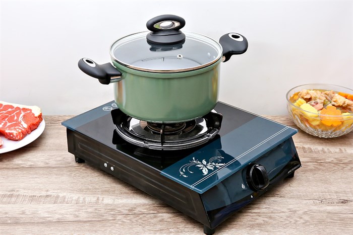 Nồi nhôm nắp kính 20 cm Happycook HCA-CG20 Màu Xanh mint