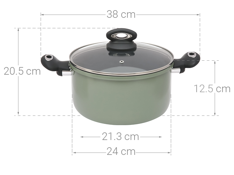 Nồi nhôm nắp kính 24 cm Happycook HCA-CG24