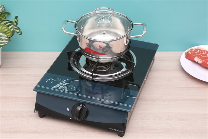 Nồi inox 5 đáy nắp kính 16 cm Sunhouse SHG788-16 Màu Bạc Inox