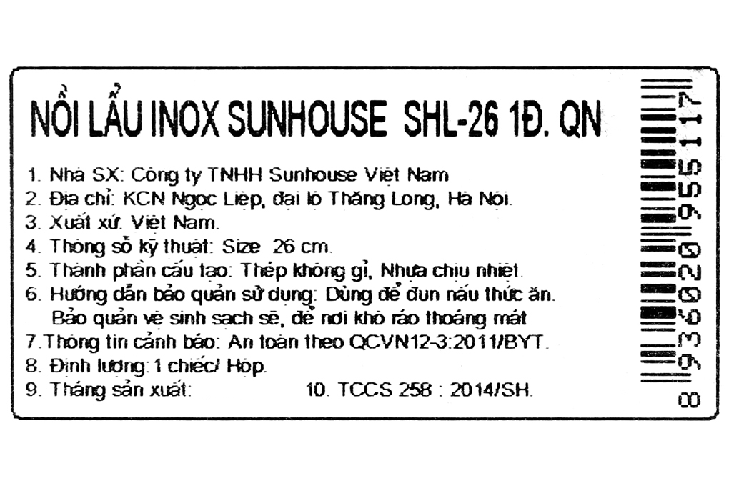 Nồi lẩu inox nắp kính 26 cm Sunhouse SHL26