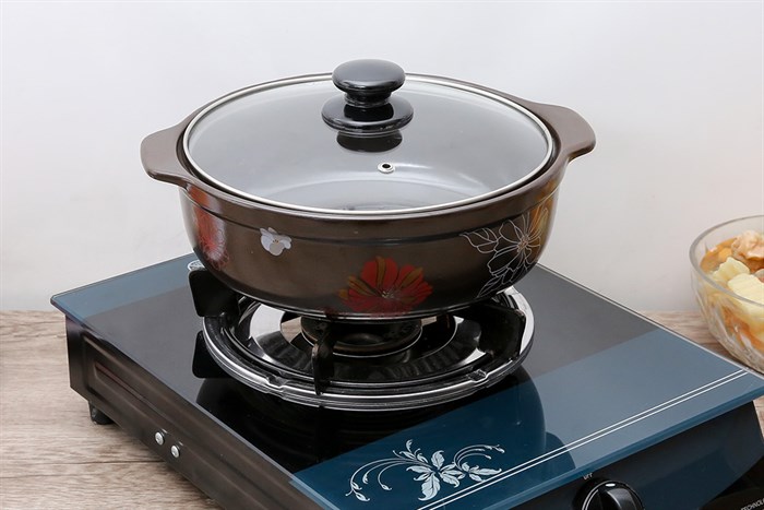 Nồi đất nắp kính 24 cm Dong hwa Tucbeghi GF-705 2.68 lít Màu Đen