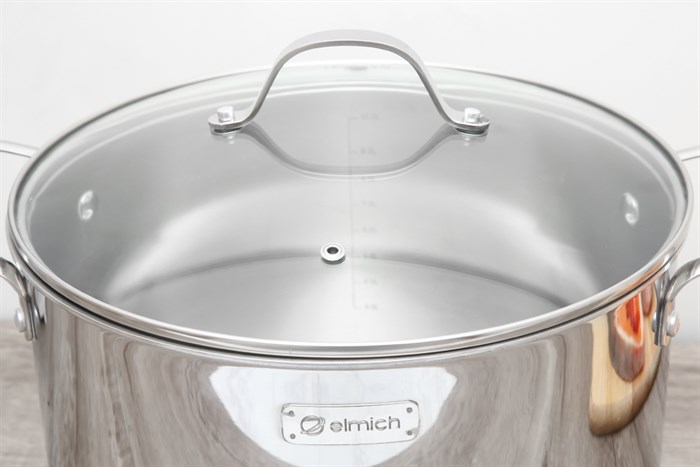 Nồi inox 3 đáy nắp kính 28 cm Elmich Tri-Max 2353736 Màu Bạc Inox