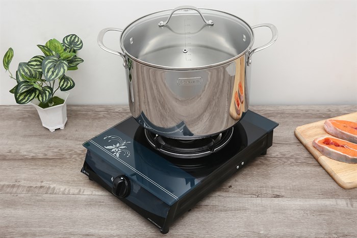 Nồi inox 3 đáy nắp kính 28 cm Elmich Tri-Max 2353736 Màu Bạc Inox