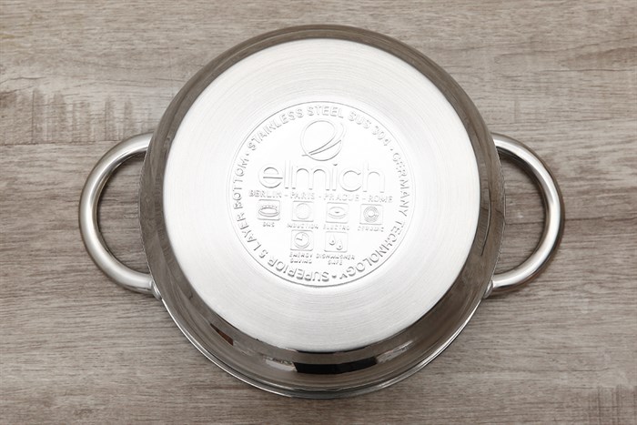 Nồi inox 3 đáy nắp kính 18 cm Elmich Celestine 2355275 Màu Bạc Inox