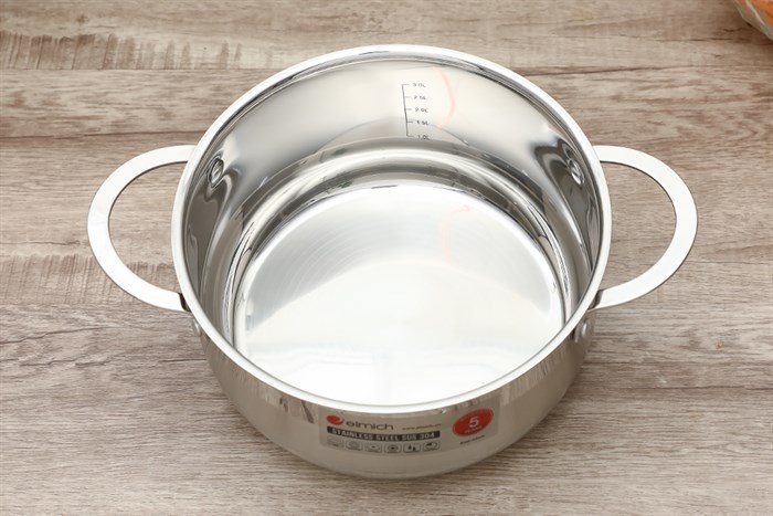 Nồi inox 3 đáy nắp kính 22 cm Elmich Celestine 2355277 Màu Bạc Inox