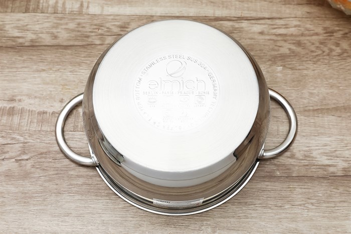 Nồi inox 3 đáy nắp kính 22 cm Elmich Celestine 2355277 Màu Bạc Inox