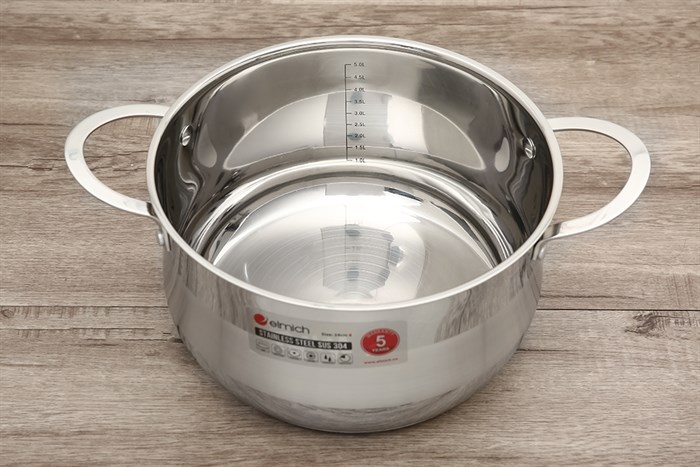 Nồi inox 3 đáy nắp kính 24 cm Elmich Celestine 2355278 Màu Bạc Inox