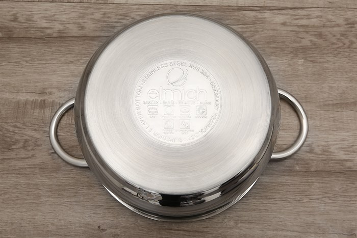 Nồi inox 3 đáy nắp kính 24 cm Elmich Celestine 2355278 Màu Bạc Inox