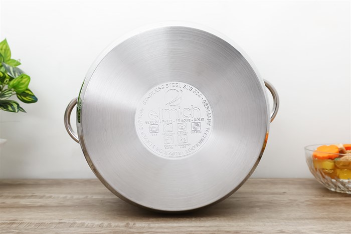 Nồi inox 3 đáy nắp kính 28 cm Elmich Celestine 2355279 Màu Bạc Inox