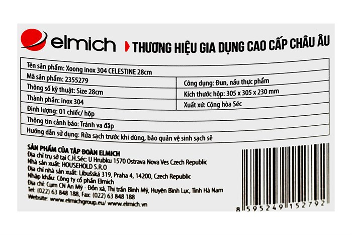 Nồi inox 3 đáy nắp kính 28 cm Elmich Celestine 2355279 Màu Bạc Inox