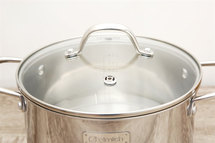 Bộ 3 nồi inox 3 đáy nắp kính Elmich Trimax Czech EL-3833 Màu Bạc Inox