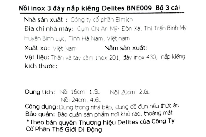 Bộ 3 nồi inox 3 đáy nắp kính Delites BNE009 Màu Bạc Inox