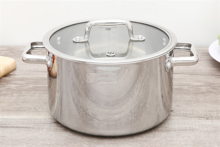 Bộ nồi chảo inox 3 đáy nắp kính Elmich Trimax ECO EL-8003 Màu Bạc Inox