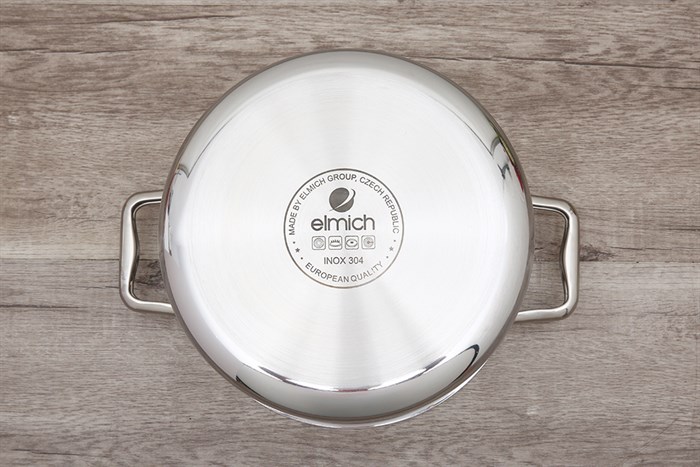 Bộ nồi chảo inox 3 đáy nắp kính Elmich Trimax ECO EL-8003 Màu Bạc Inox